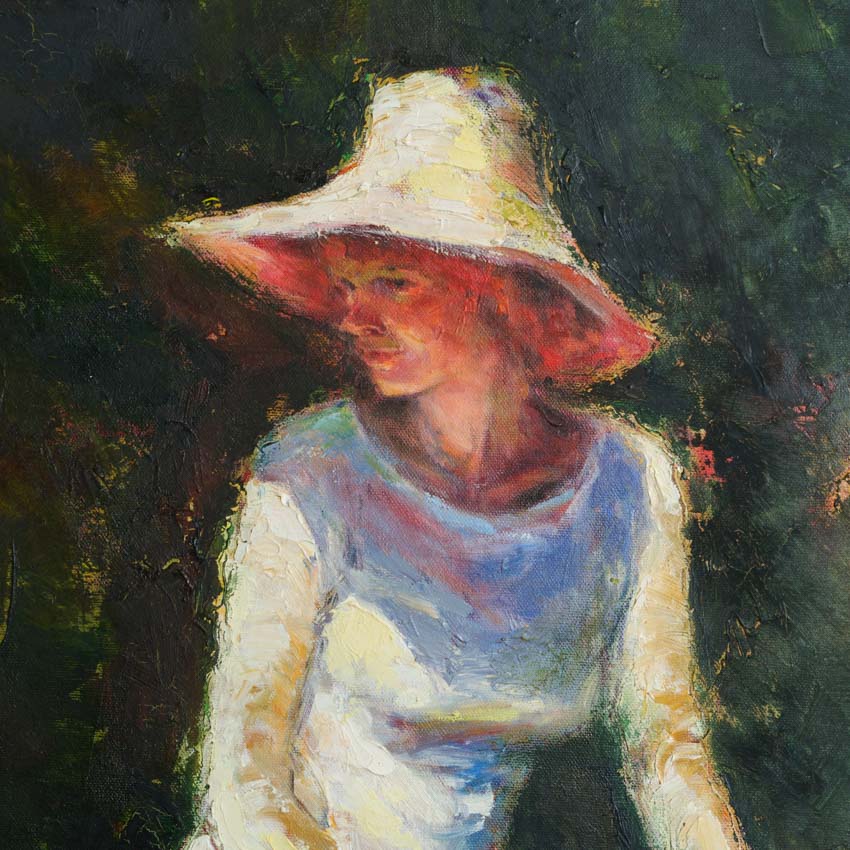 Woman With Hat In Garden Jack Gibson Fine Art